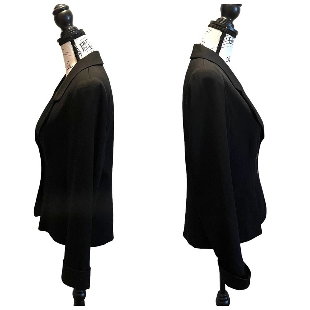 Henri Bendel Blazer Jacket Black Size 6 Tailored Vintage Roll Cuff sleeves - Picture 3 of 10